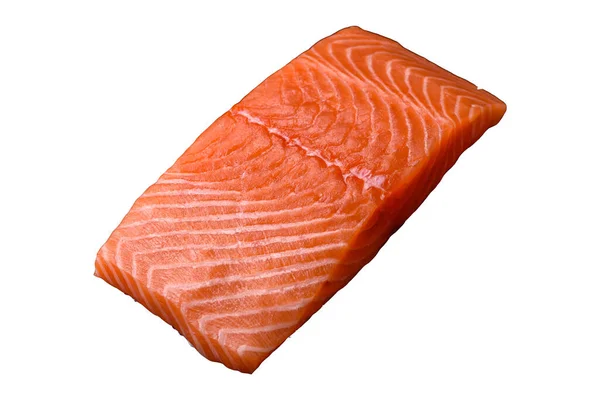 Fresh Raw Salmon Red Fish Fillet Salt Spices Dark Concrete Royalty Free Stock Images