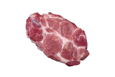 Koyu beton zeminde tuzlu, baharatlı ve otlu taze domuz bifteği.