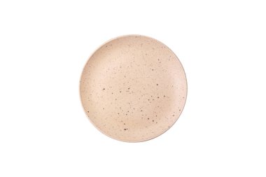 Açık desenli arka planda boş seramik tabak. Mutfak aletleri