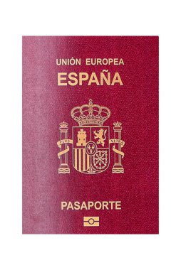 Koyu beton arka planda bir İspanyol vatandaşının uluslararası pasaportu.