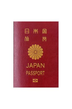 Beyaz arka planda bir Japon vatandaşının uluslararası pasaportu, uluslararası seyahat