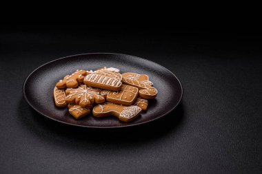 Delicious gingerbread cookies with honey, ginger and cinnamon. Winter composition