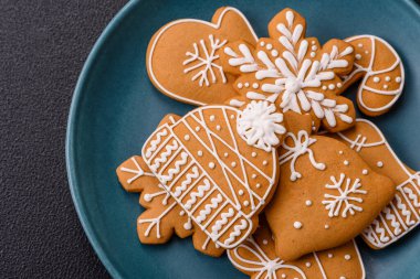 Delicious gingerbread cookies with honey, ginger and cinnamon. Winter composition