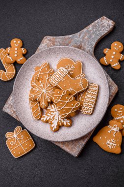 Delicious gingerbread cookies with honey, ginger and cinnamon. Winter composition