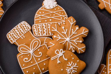 Delicious gingerbread cookies with honey, ginger and cinnamon. Winter composition