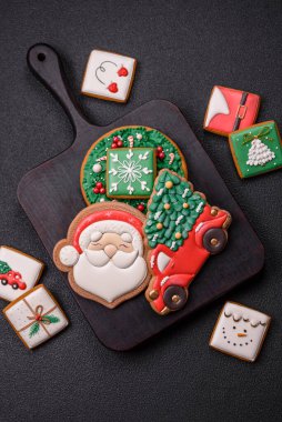 Delicious gingerbread cookies with honey, ginger and cinnamon. Winter composition