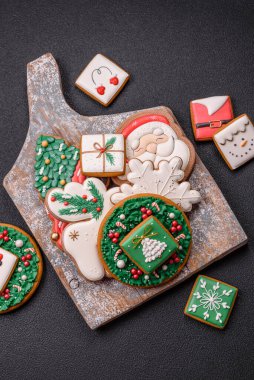 Delicious gingerbread cookies with honey, ginger and cinnamon. Winter composition