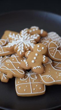Delicious gingerbread cookies with honey, ginger and cinnamon. Winter composition