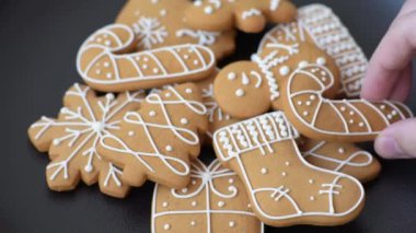 Delicious gingerbread cookies with honey, ginger and cinnamon. Winter composition