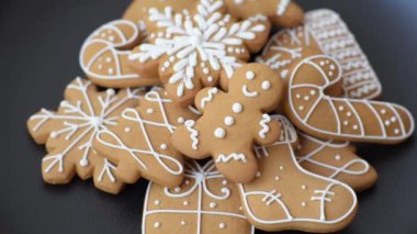 Delicious gingerbread cookies with honey, ginger and cinnamon. Winter composition