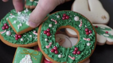 Delicious gingerbread cookies with honey, ginger and cinnamon. Winter composition