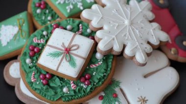 Delicious gingerbread cookies with honey, ginger and cinnamon. Winter composition