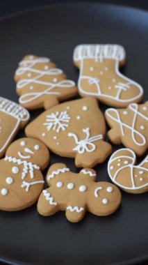 Delicious gingerbread cookies with honey, ginger and cinnamon. Winter composition