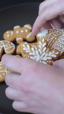 Delicious gingerbread cookies with honey, ginger and cinnamon. Winter composition