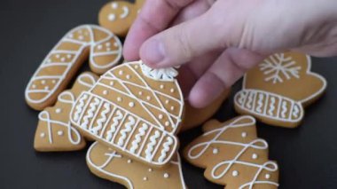 Delicious gingerbread cookies with honey, ginger and cinnamon. Winter composition