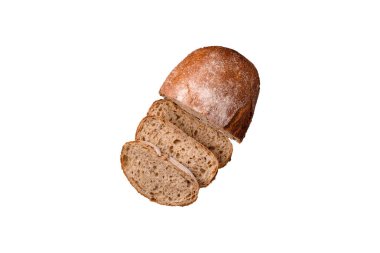 Beyaz arka planda sandviçler için tohumlu ve tahıllı kahverengi ekmek.