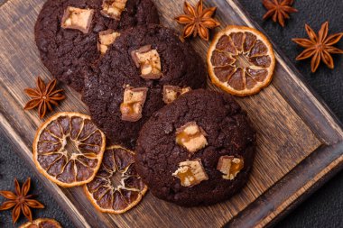 Sweet chocolate cookies made at home for the holiday table