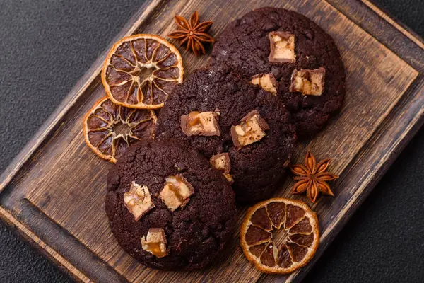 Sweet chocolate cookies made at home for the holiday table