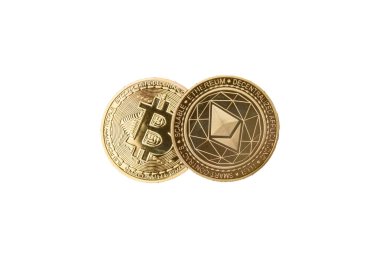 Ethereum kripto kuklası yuvarlak demir para şeklinde. Tasarımınız için kavramsal arkaplan