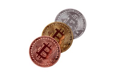 Bitcoin şifreleme kuklası yuvarlak demir para şeklinde. Tasarımınız için kavramsal arkaplan