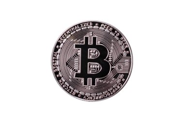 Bitcoin şifreleme kuklası yuvarlak demir para şeklinde. Tasarımınız için kavramsal arkaplan