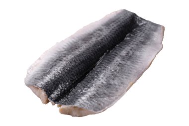 Ringa fileto tuzlu ve tuzlu, baharatlı ve yağlı beyaz arka planda.