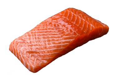 Izgara pişirme için baharatlı ve otlu taze çiğ somon bifteği. Sağlıklı deniz ürünleri