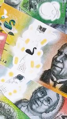 Kağıt para, Avustralya 'nın farklı banknotları, dolar. Finansal yatırım kavramı