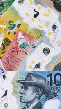 Kağıt para, Avustralya 'nın farklı banknotları, dolar. Finansal yatırım kavramı