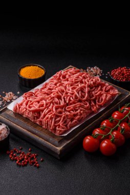 Baharatlı ve tuzlu kıymalı kıyma. Köfte köfte yapmak için bir malzemedir.