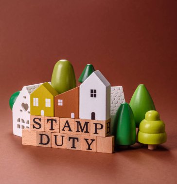 Pul vergisi, emlak yatırım konsepti, gayrimenkul ile ilgili iş süreçleri. İş tasarımı için arka plan olarak pul görevi yazıtları