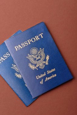 Seyahat, uçmak ve iş yapmak için ABD pasaportu. ABD belgesi, sınırı geçmek için kimlik