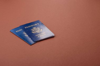 Seyahat, uçmak ve iş yapmak için ABD pasaportu. ABD belgesi, sınırı geçmek için kimlik