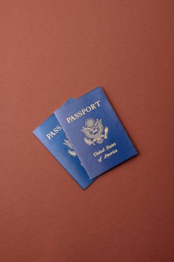 Seyahat, uçmak ve iş yapmak için ABD pasaportu. ABD belgesi, sınırı geçmek için kimlik