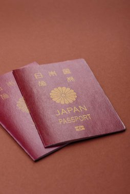 Seyahat etmek, uçmak ve iş yapmak için Japon pasaportu. Japonya belgesi, sınırı geçmek için kimlik