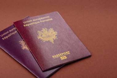 Seyahat etmek, uçmak ve iş yapmak için Fransız pasaportu. Fransa belgesi, sınırı geçmek için kimlik