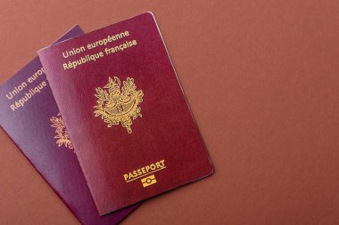 Seyahat etmek, uçmak ve iş yapmak için Fransız pasaportu. Fransa belgesi, sınırı geçmek için kimlik