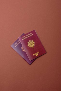 Seyahat etmek, uçmak ve iş yapmak için Fransız pasaportu. Fransa belgesi, sınırı geçmek için kimlik