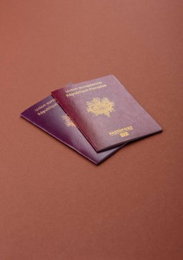 Seyahat etmek, uçmak ve iş yapmak için Fransız pasaportu. Fransa belgesi, sınırı geçmek için kimlik