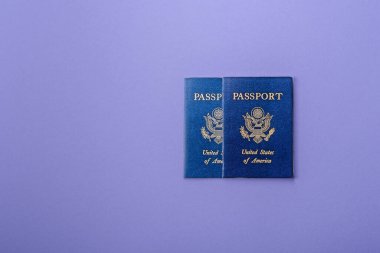 Seyahat, uçmak ve iş yapmak için ABD pasaportu. ABD belgesi, sınırı geçmek için kimlik