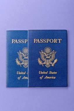 Seyahat, uçmak ve iş yapmak için ABD pasaportu. ABD belgesi, sınırı geçmek için kimlik