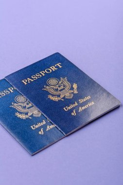 Seyahat, uçmak ve iş yapmak için ABD pasaportu. ABD belgesi, sınırı geçmek için kimlik