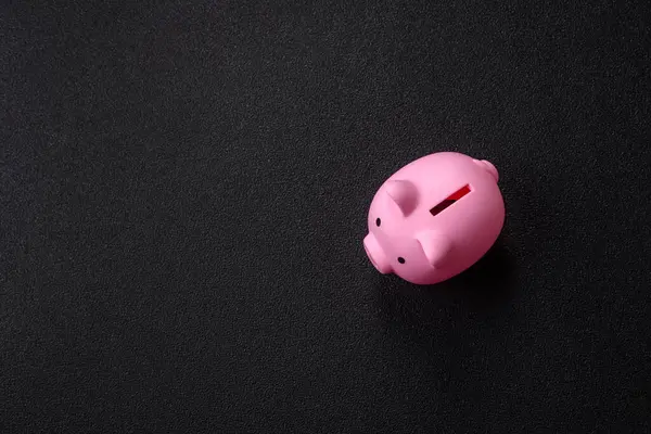 Piggy Bank madeni bir kavramsal arka plan olarak madeni paralar, iş yapmak, para biriktirmek, vergi ödemek ve borçları ödemek