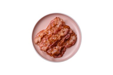 Kızarmış domuz pastırması, İngiliz kahvaltısı için domuz rostosu. Sabah sofrası için kızarmış pastırma.