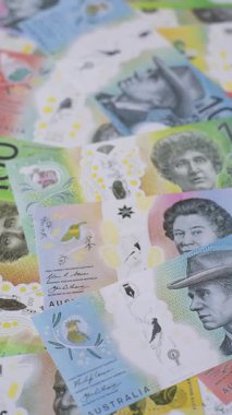 Kağıt para, Avustralya 'nın farklı banknotları, dolar. Finansal yatırım kavramı