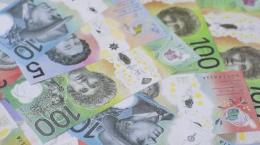 Kağıt para, Avustralya 'nın farklı banknotları, dolar. Finansal yatırım kavramı