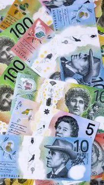 Kağıt para, Avustralya 'nın farklı banknotları, dolar. Finansal yatırım kavramı