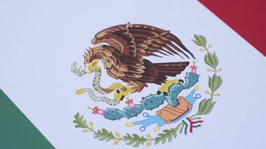 Meksika, üç renkli Meksika bayrağı ve bağımsızlık sembolü olarak bir kartal. Tasarımınız için kavramsal bir arkaplan olarak bayrak