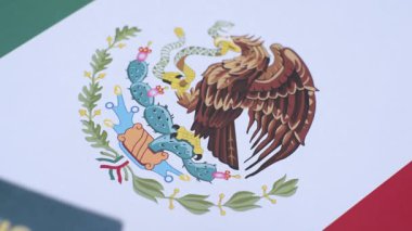 Meksika, üç renkli Meksika bayrağı ve bağımsızlık sembolü olarak bir kartal. Tasarımınız için kavramsal bir arkaplan olarak bayrak