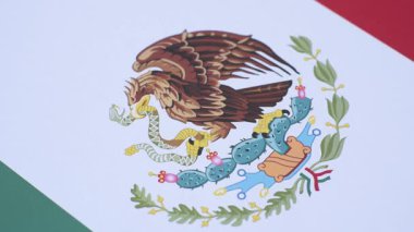 Meksika, üç renkli Meksika bayrağı ve bağımsızlık sembolü olarak bir kartal. Tasarımınız için kavramsal bir arkaplan olarak bayrak